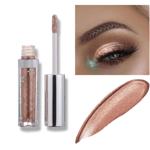 Flüssiger Lidschatten Glitter Metallic Highlight, Liquid Shadows Shimmer Lang Anhaltend Glow, Pailletten Perlen Lidschatten Hochglanz-Flüssigkeitsliner Eyes Makeup