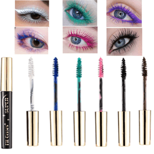 6 Farben Bunt Wimperntusche, Volumengebend, Langanhaltend, Wasserfest, Vegan, Feiner Pinsel, Natürlich Augen Make-Up