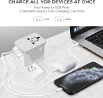 International Power Adapter Travel Plug - 4 USB Ports Universal Work for 150 Countries - 120 Volt Adapter - Adapter Type C Type a Type G Type I F for UK Japan China Eu Europe European by - Image 3