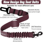 Dog Seat Belt,3 Piece Set Retractable Dog Car Seatbelts Adjustable Pet Seat Belt for Vehicle Nylon Pet Safety Seat Belts Heavy Duty & Elastic & Durable Car Harness for Dogs - Image 3