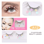 False Eyelashes, Dramatic Glitter Sequin Lashes with Colorful Heart/Black Heart/Colorful Flower Makeup DIY Lashes Decorative for New Year Christmas Halloweens Cosplay Party(3 Pairs) - Image 3