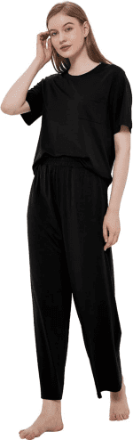 Women'S Pajama Set - Viscose Made from Bamboo, Short Sleeve Sleepwear with Pants Soft Pjs Lounge Set - Image 6