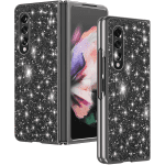 Samsung Galaxy Z Fold 3 Case, Ultra-Thin Sparkling Bling Glitter PC Hard Phone Case Protective Cover for Samsung Galaxy Z Fold 3 5G, Black