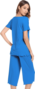 Pajamas for Women-Viscose Made from Bamboo,Soft Capri Pants Pajama Sets plus Size Pjs Cooling Short Sleeve Sleepwear - Image 3