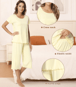 Pajamas for Women-Viscose Made from Bamboo,Soft Capri Pants Pajama Sets plus Size Pjs Cooling Short Sleeve Sleepwear - Image 4
