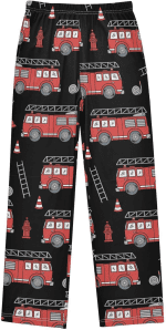 Fire Truck Pattern Pajama Pants for Boys Soft Pajama Pants Kids Long Pj Pants M