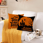 Halloween Decor Pillow Covers 16X16 Set of 4 Halloween Fall Black Decorative Throw Pillows Scary Pumpkin Bats Pillow Cases Home Outdoor Sofa Couch Cushion Covers for Halloween Decorations (16 by 16) - Image 4