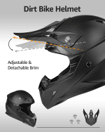 Dirt Bike Helmet DOT Approved - Motocross ATV MX BMX Offroad Full Face Helmet with 8 Ventilation Vents & Removable Liner, Adult Unisex Motorcycle Helmet for Trail Riding - YM-915 - Image 6