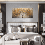 Tree Art Pictures for Wall in Living Room - Gold Canvas Wall Art for Bedroom - Abstract Art Wall Decor for Office Size 20" X 40" - Image 4