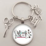 Vintage Sewing Machine Keychain Scissors Keychain Glass round Art Picture Keychain Handmade Jewelry Gift - Image 14