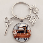 Vintage Sewing Machine Keychain Scissors Keychain Glass round Art Picture Keychain Handmade Jewelry Gift - Image 7