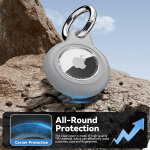 Upgrade Waterproof Airtag Holder 4 Pack with Apple Airtag Keychain, Hard PC Air Tag Case, Shockproof and Scratchproof Air Tag Holder, Airtags Accessories for Apple Tag - Black+White+Grey+Rose Red - Image 4