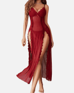 Sexy Mesh V Neck Side Split Nightdress - Image 15