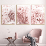 Modern Flower Art Prints Pink Peony Poster Light Pink Rose Wall Art Peony Roses Art Canvas Painting Girls Bedroom Decor Flowers Canvas Wall Art for Living Room Decor 16X24In×3 No Frame - Image 7