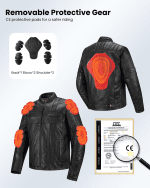 Motorcycle Real Leather Jacket for Men Genuine Cowhide Riding Biker CE Armored Jacket with Removable Thermal Liner JL1 - Image 3