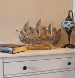 Islamic Turkish Table Decor Showpiece Gift Sculpture Figure Arabic Waw Sailboat 99 Names of Allah (Gold) - Image 2
