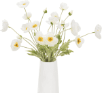 Artificial Poppy Flowers Silk Real Touch Fake Poppies for Home Decoration Wedding Centerpieces, Faux Flower Pack of 5 (White)