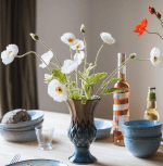 Artificial Poppy Flowers Silk Real Touch Fake Poppies for Home Decoration Wedding Centerpieces, Faux Flower Pack of 5 (White) - Image 2