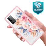 Samsung Galaxy S21 plus 5G Case,  Graphic Design Shockproof Impact Resistant Protective Full-Body Rugged Clear Hybrid Bumper Case for Samsung Galaxy S21 plus 5G (Pink Flower) - Image 3