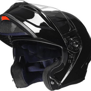 Motorcycle Helmets Modular Full Face Moped Helmet Flip up Dual Visor for Adult DOT WS202 (Gloss Black, Small)
