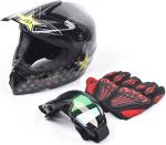 Youth Kids Safety Motocross Helmet ABS Breathable Unisex Youth Kids Helmet W/Goggles Gloves DOT Motocross ATV Dirt Bike Helmet Kit USA Stock (COLOR 4 M)