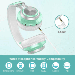 Wireless Headphones over Ear, Long Battery Life Deep Bass Bluetooth Headphones with Microphone Wireless and Wired Headset for Computer Iphone Teens Girls Women School Travel - Green - Image 5