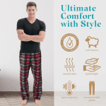 Mens Fleece Pajama Pants - Plaid Mens Pajama Bottoms - Mens Lounge Pants with Pockets (S - 3X) - Image 8