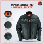 Daniel Smart Men Motorcycle Leather Jacket Reflective Skull Design Leather Jacket for Man with Concealment Armory Pocket - Image 2