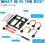 Dual SSD/HDD Metal Mounting Bracket Kit 2.5 to 3.5, Convert Any 2.5 Inch Solid State Drive/Hdd into One 3.5 Inch Drive Bay - Image 8