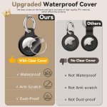 Upgrade Waterproof Airtag Holder 4 Pack with Apple Airtag Keychain, Hard PC Air Tag Case, Shockproof and Scratchproof Air Tag Holder, Airtags Accessories for Apple Tag - Black+White+Grey+Rose Red - Image 2