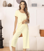 Pajamas for Women-Viscose Made from Bamboo,Soft Capri Pants Pajama Sets plus Size Pjs Cooling Short Sleeve Sleepwear - Image 2