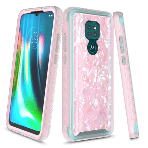 Moto G Play 2021 Case,  Graphic Design Shockproof Impact Resistant Protective Full-Body Rugged Clear Hybrid Bumper Case for Moto G Play 2021 (Pink Shell)