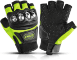 Mens Half Finger Motorcycle Gloves Touchscreen with Hard Knuckle for Adult Sports Motorbike BMX ATV MTB Motocross Riding Driving Cycling Biker Moto Racing Gloves (Green,Medium)
