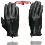 SH722 Women'S Black Unlined Leather Lightweight Motorcycle Hand Gloves W/Wrist Zipper Closure - Medium - Image 5