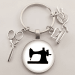 Vintage Sewing Machine Keychain Scissors Keychain Glass round Art Picture Keychain Handmade Jewelry Gift - Image 3