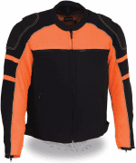 Men'S Motorcycle Black/Orange MESH Riding Jacket W/Removable RAIN Jacket Liner (XL Regular)
