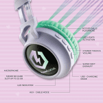 Kids Cat Ear Headphones, Bluetooth 5.3 Wireless, LED Lights, Safe Volume Limit, Micro SD/TF, for Ipad, Tablet, Travel (Purple/Teal) - Image 7