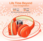 Kids Wireless On-Ear Headphones, Orange, 55H Playtime, Bluetooth 4.0+ - Image 3