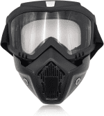 Motorcycle Goggles, Windproof Dirt Bike Helmet Riding Goggles with Removable Face Mask, Motorcycle Accessories (Transparent)