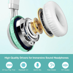 Wireless Headphones over Ear, Long Battery Life Deep Bass Bluetooth Headphones with Microphone Wireless and Wired Headset for Computer Iphone Teens Girls Women School Travel - Green - Image 3
