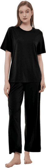 Women'S Pajama Set - Viscose Made from Bamboo, Short Sleeve Sleepwear with Pants Soft Pjs Lounge Set - Image 3