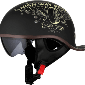 Hat Half Helmet - Retro Street Adult Men & Women Open Face Helmet - Moped & Street Bike DOT Approved