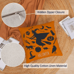 Halloween Decor Pillow Covers 16X16 Set of 4 Halloween Fall Black Decorative Throw Pillows Scary Pumpkin Bats Pillow Cases Home Outdoor Sofa Couch Cushion Covers for Halloween Decorations (16 by 16) - Image 2