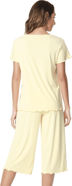 Pajamas for Women-Viscose Made from Bamboo,Soft Capri Pants Pajama Sets plus Size Pjs Cooling Short Sleeve Sleepwear - Image 3