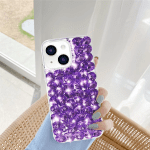 Compatible with Iphone 14 Case for Women Girls 3D Glitter Sparkle Bling Case Luxury Shiny Crystal Rhinestone Diamond Bumper Clear Gems Cute Glitter Case for Iphone 14，Purple - Image 6