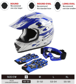 Youth Helmet+Goggles+Gloves DOT Blue Flame Kids Dirt Bike Helmet ATV Motocross Off-Road Riding Small - Image 3