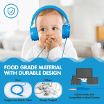 Kids Headphones for Boys Girls - Child Student Headset Wired Plug Toddler Earphones School Teen on Ear for Ipad | Computer | Smart Phone | Amazon Fire Tablet | Laptop | Plane Travel | Game, Blue - Image 6