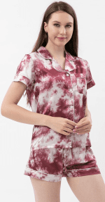 Womens Silk Satin Pajamas Set Two-Piece Pj Sets Short Sleeve Sleepwear Button-Down Loungewear Pj Sets - Image 3