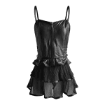 PU Leather Zipper Exotic Dresses Mesh See through Lace up Women Sexi Babydoll Temptation Exotic Costumes Backless Nightdress - Image 6