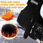 Winter Cycling Gloves Touchscreen Warm Gloves Windproof & Waterproof Gloves for Cycling, Skiing Running Outdoor Sports. Suits Men & Women (Black, XXL) - Image 5
